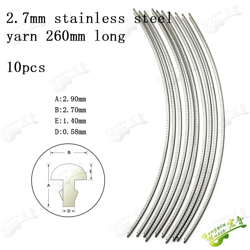 HUATOOL 10PCS Fingerboard Frets Fret Wire For Acoustic Guitar Brass Frets 2.0/2.2/2.4/2.7/2.9/3.2mm L260mm