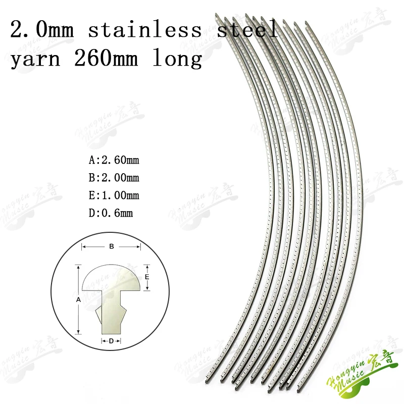 HUATOOL 10PCS Fingerboard Frets Fret Wire For Acoustic Guitar Brass Frets 2.0/2.2/2.4/2.7/2.9/3.2mm L260mm
