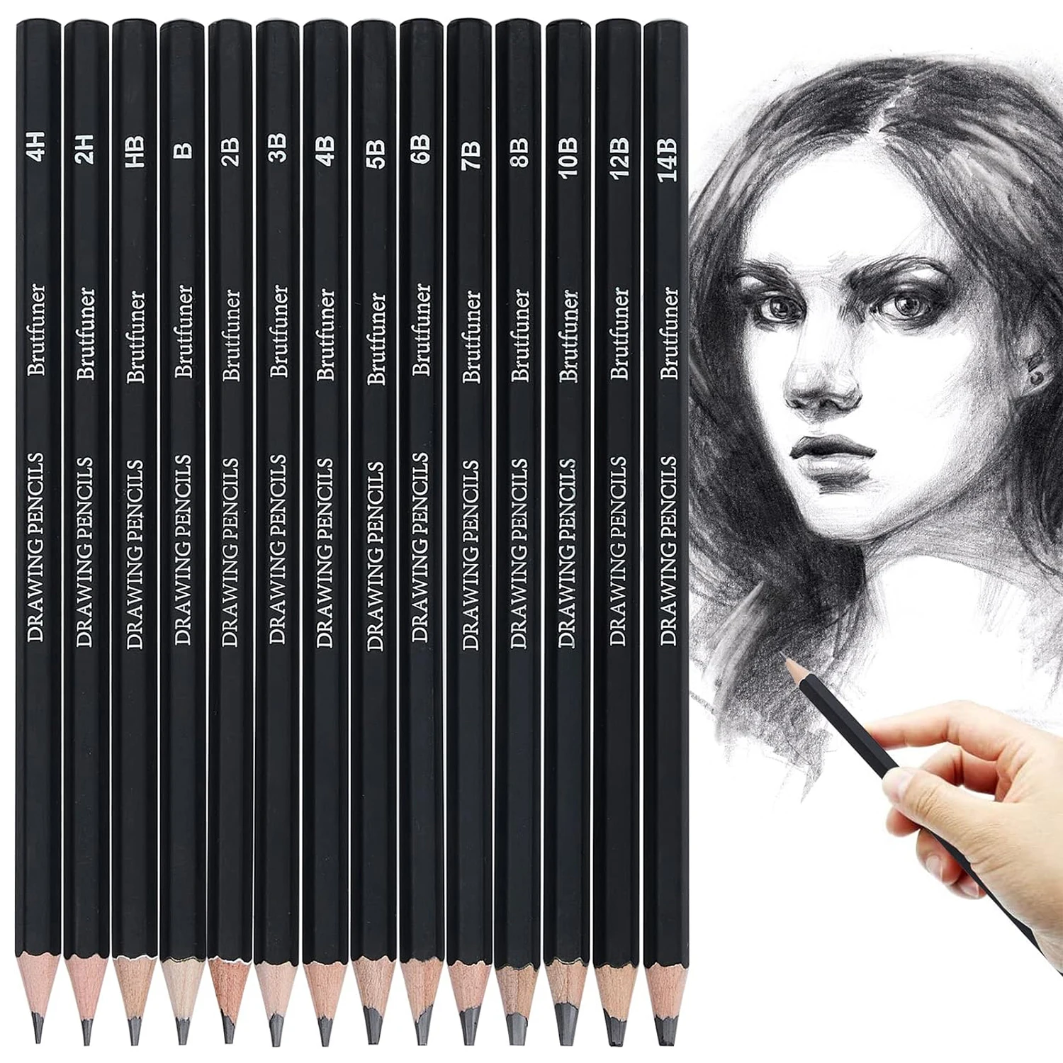 Professional Drawing Sketching Pencil Set,5H-14B Graphite Pencils for Pro Artists,Drawing,Drafting,Sketching,Shading(14 pcs)