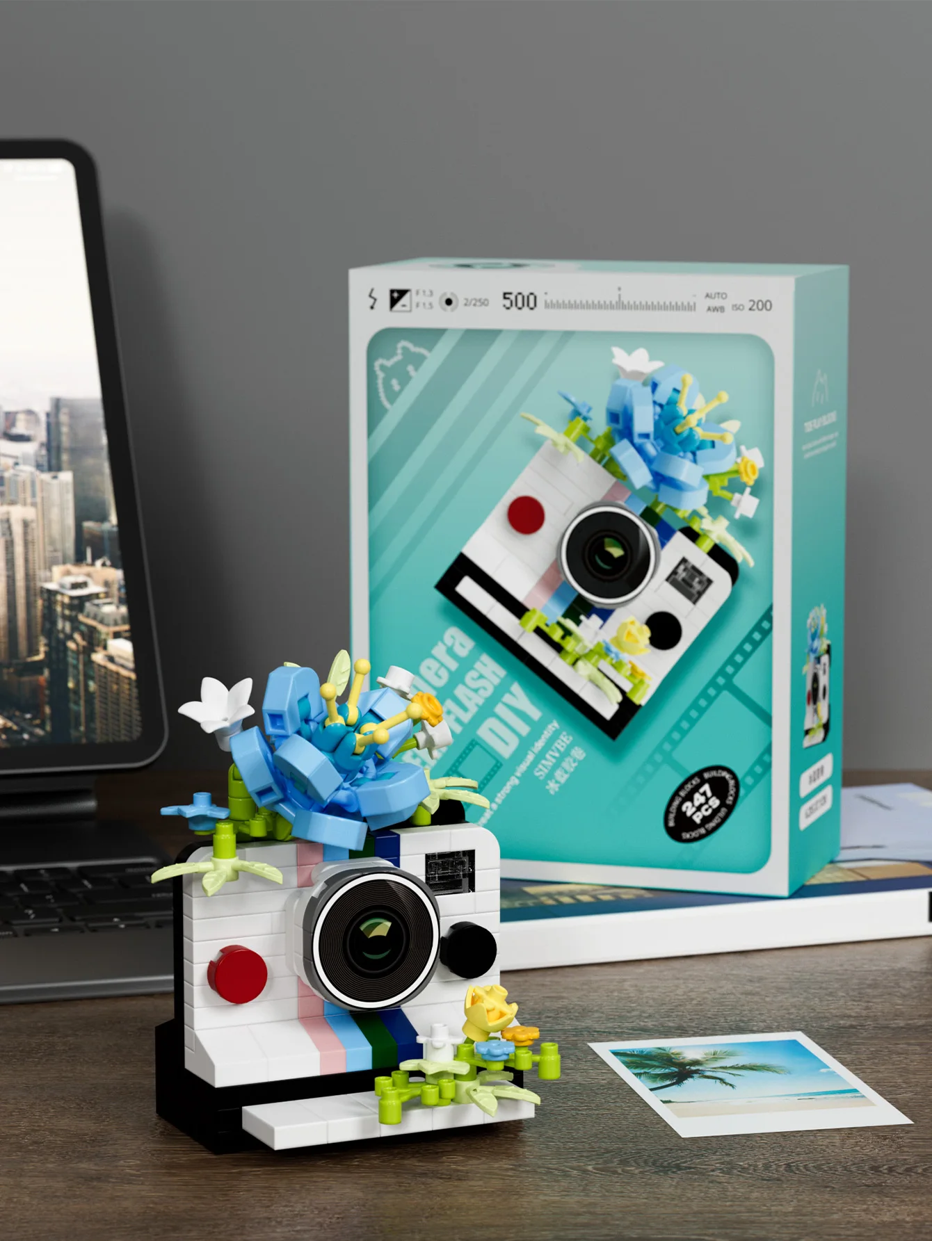 Vintage Camera & Flowers Building Blocks DIY Toys Small Particle Bricks Assembly Puzzle Toys For Friend Gifts Christmas Gifts