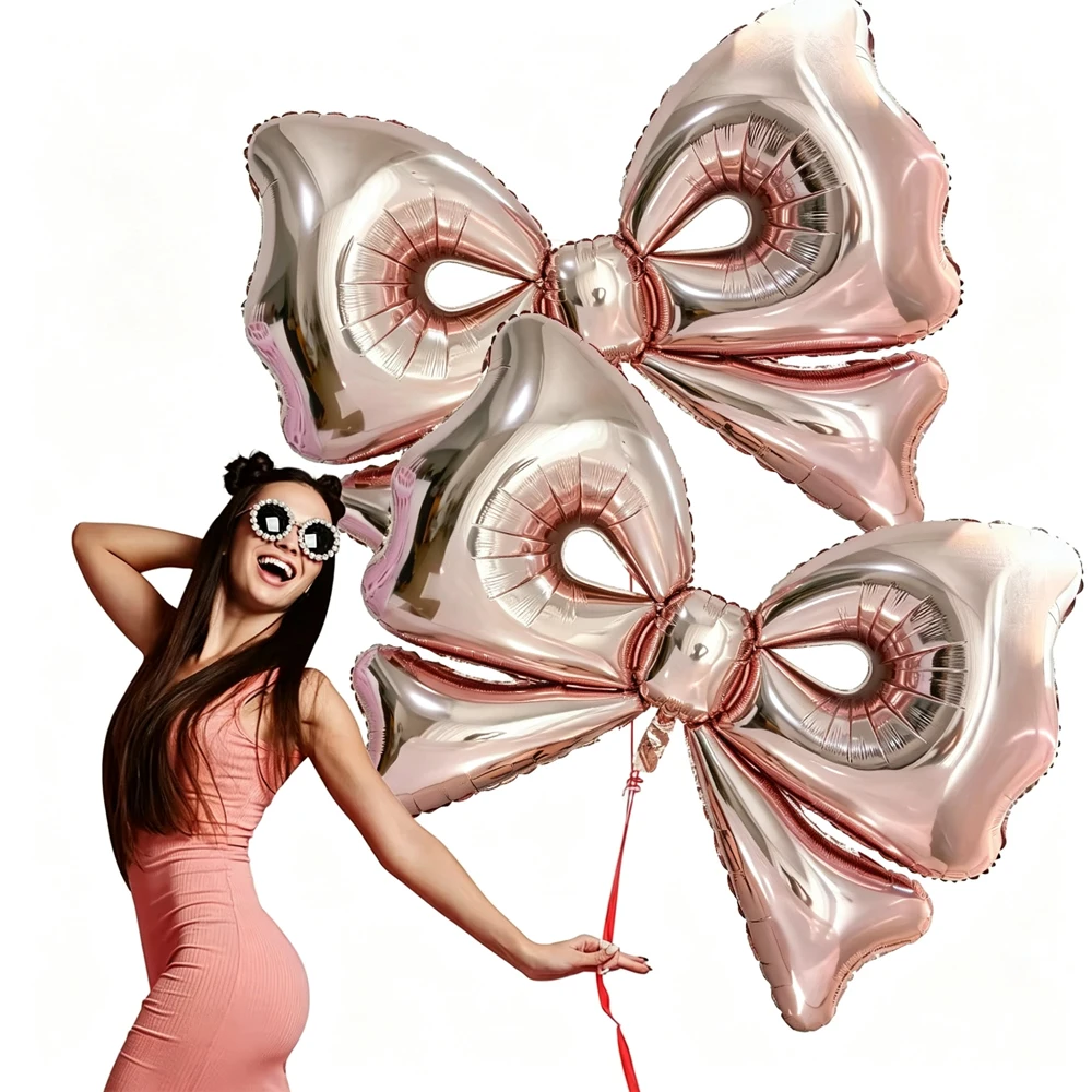 50inch Rose Gold Bow Balloons Bow Party Decor Giant Foil Balloon for Girl Coquette Birthday Baby Shower Bridal Wedding Decors