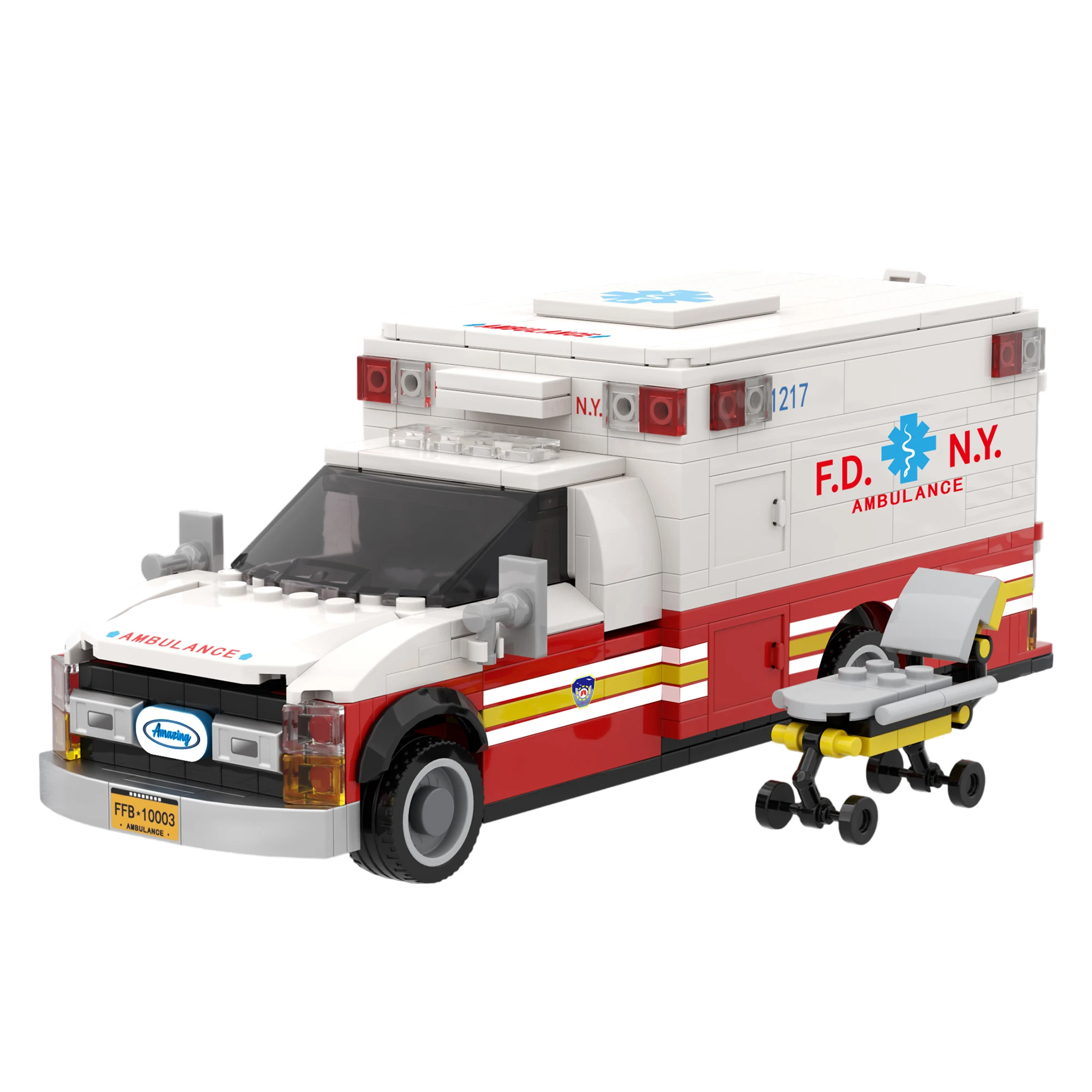 660pcs American Ambulance Building Blocks City Technical Emergency Vehicle Model Car Assembly Bricks Toys for Adults Kids Gifts