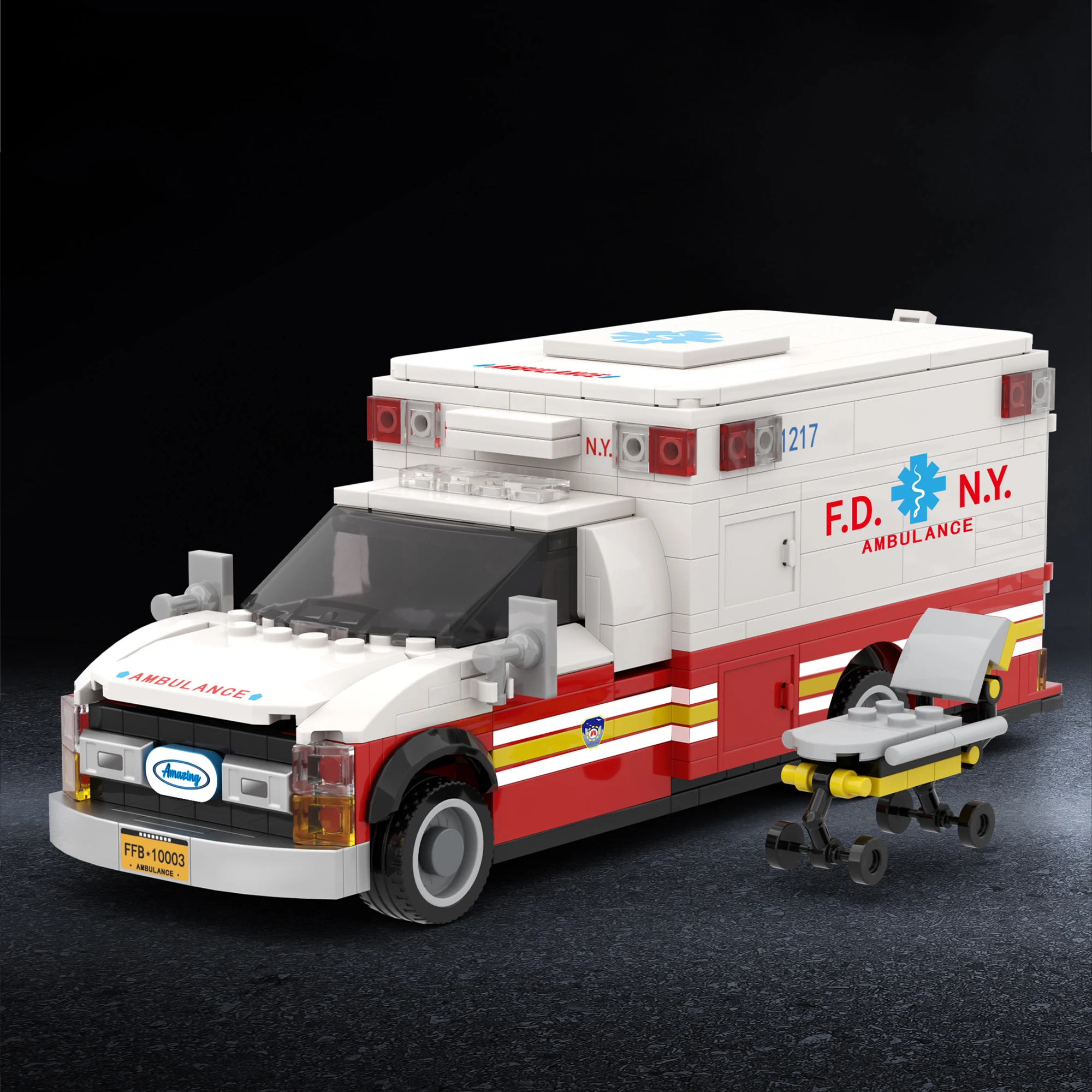 660pcs American Ambulance Building Blocks City Technical Emergency Vehicle Model Car Assembly Bricks Toys for Adults Kids Gifts