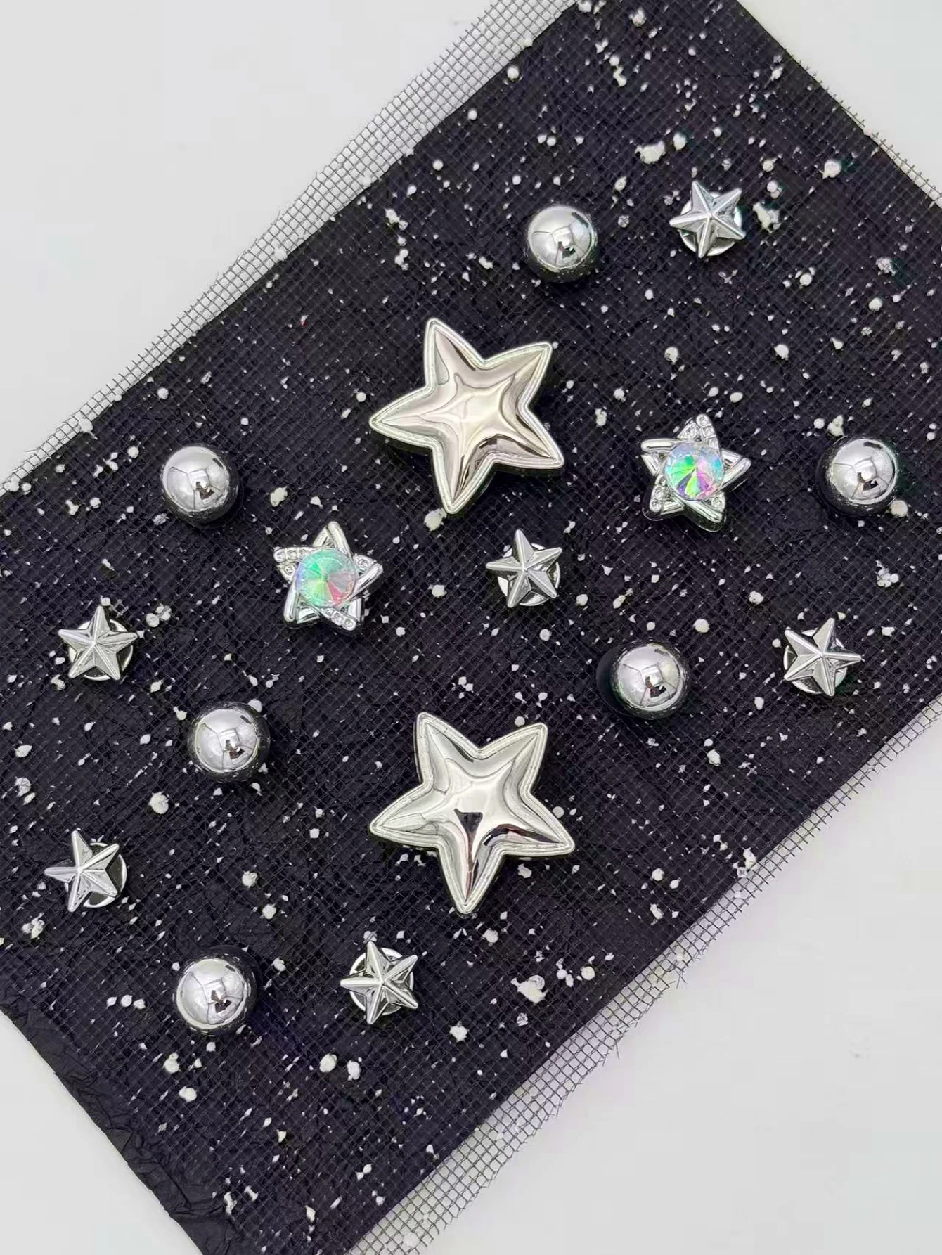 16 silver star-shaped semi-circular beads DIY decorative items, a multi-functional shoe accessory suitable for women's sandals a