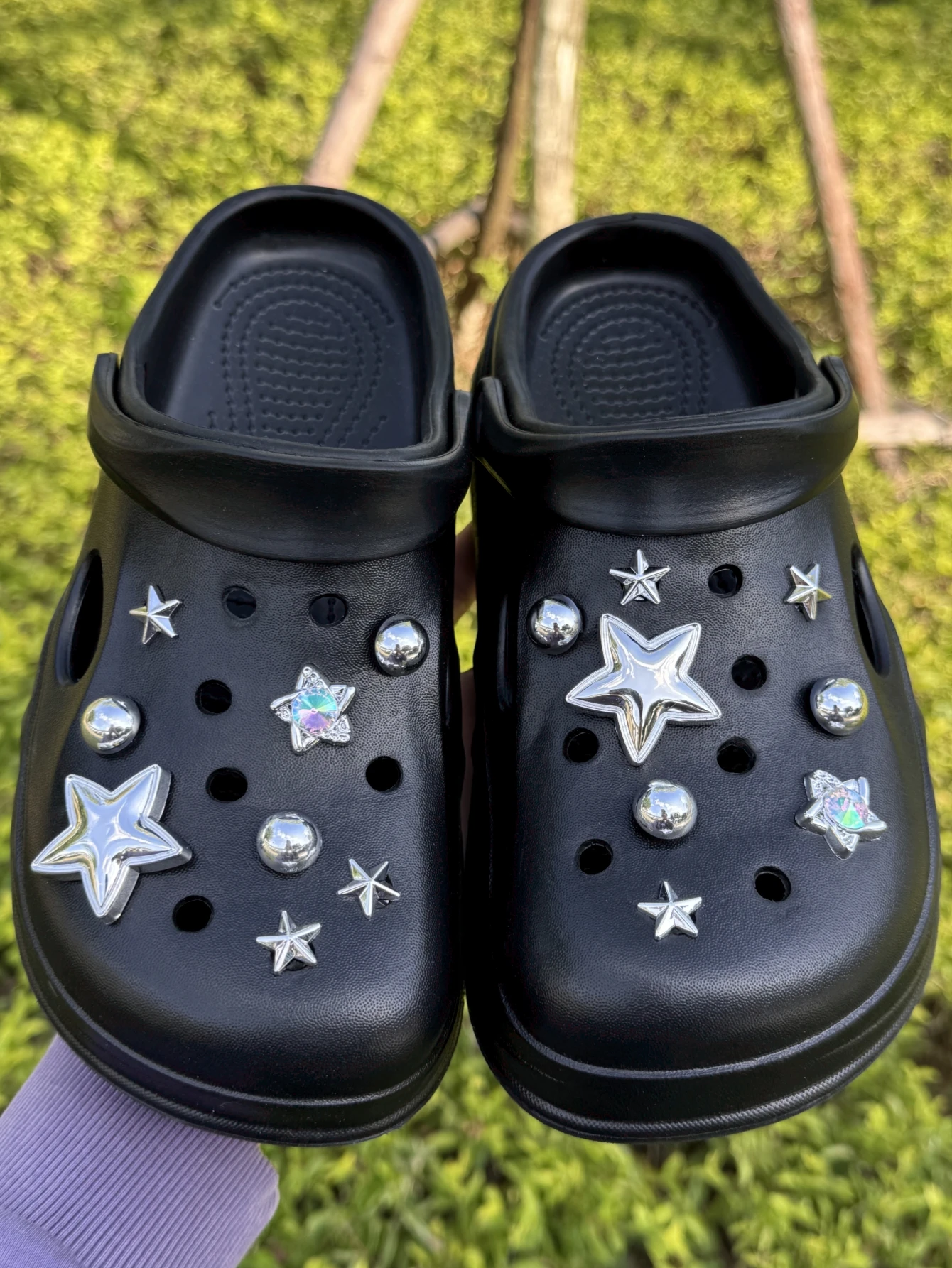 16 silver star-shaped semi-circular beads DIY decorative items, a multi-functional shoe accessory suitable for women's sandals a