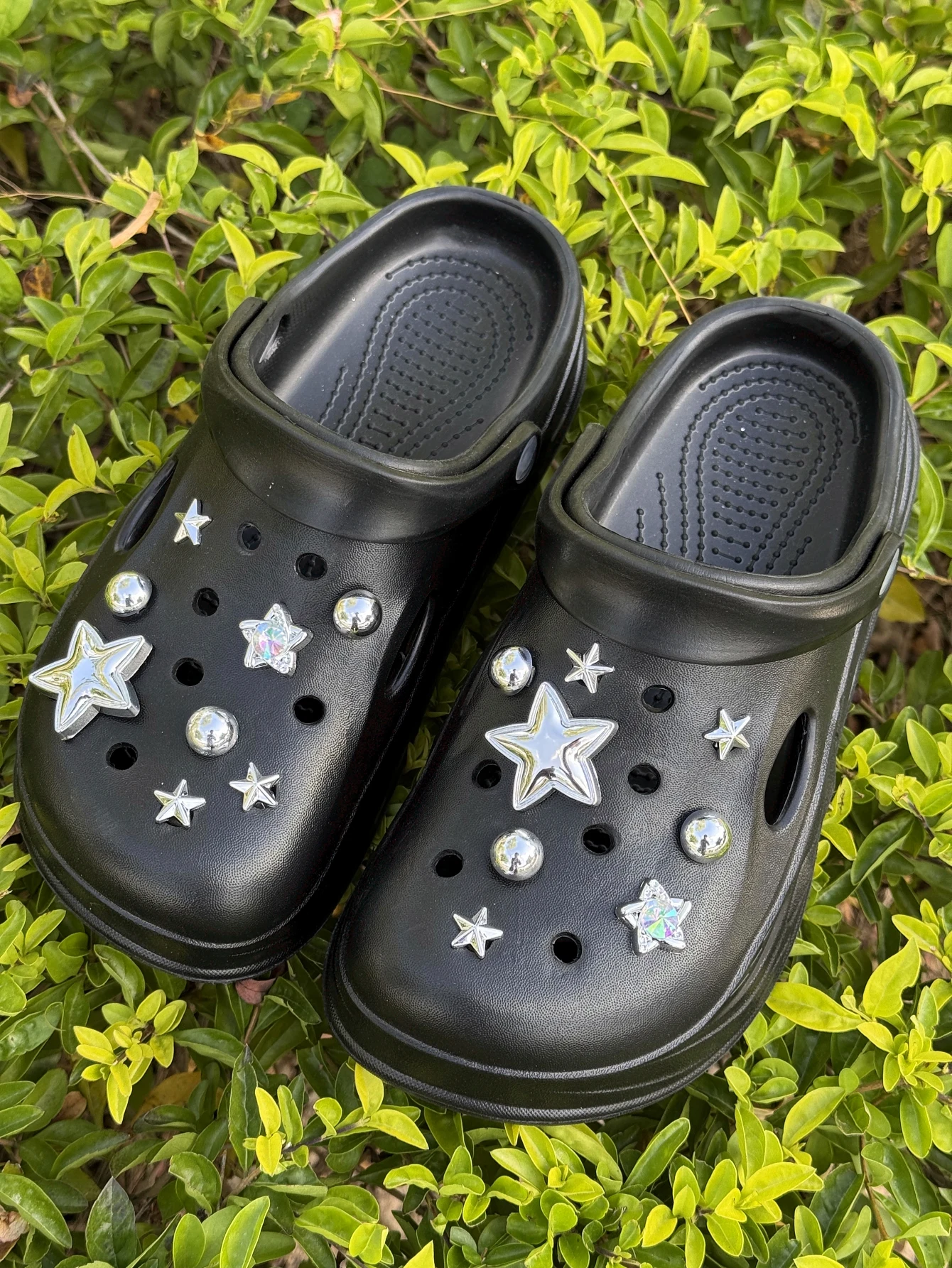 16 silver star-shaped semi-circular beads DIY decorative items, a multi-functional shoe accessory suitable for women's sandals a