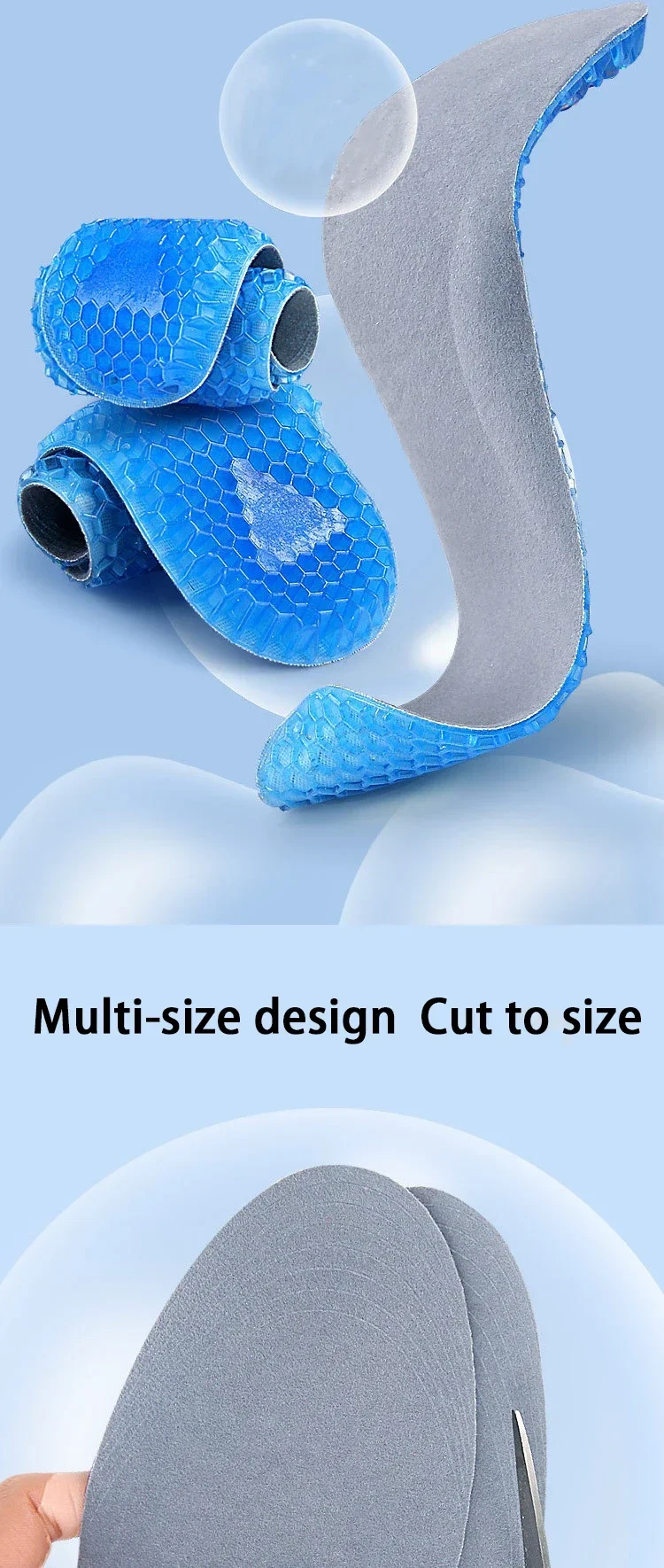Silicone Gel Soft Insoles Outdoor Sports Running Insole Elastic Shock-absorbing Sole Men Women Sneakers Anti-slip Insoles 1 Pair