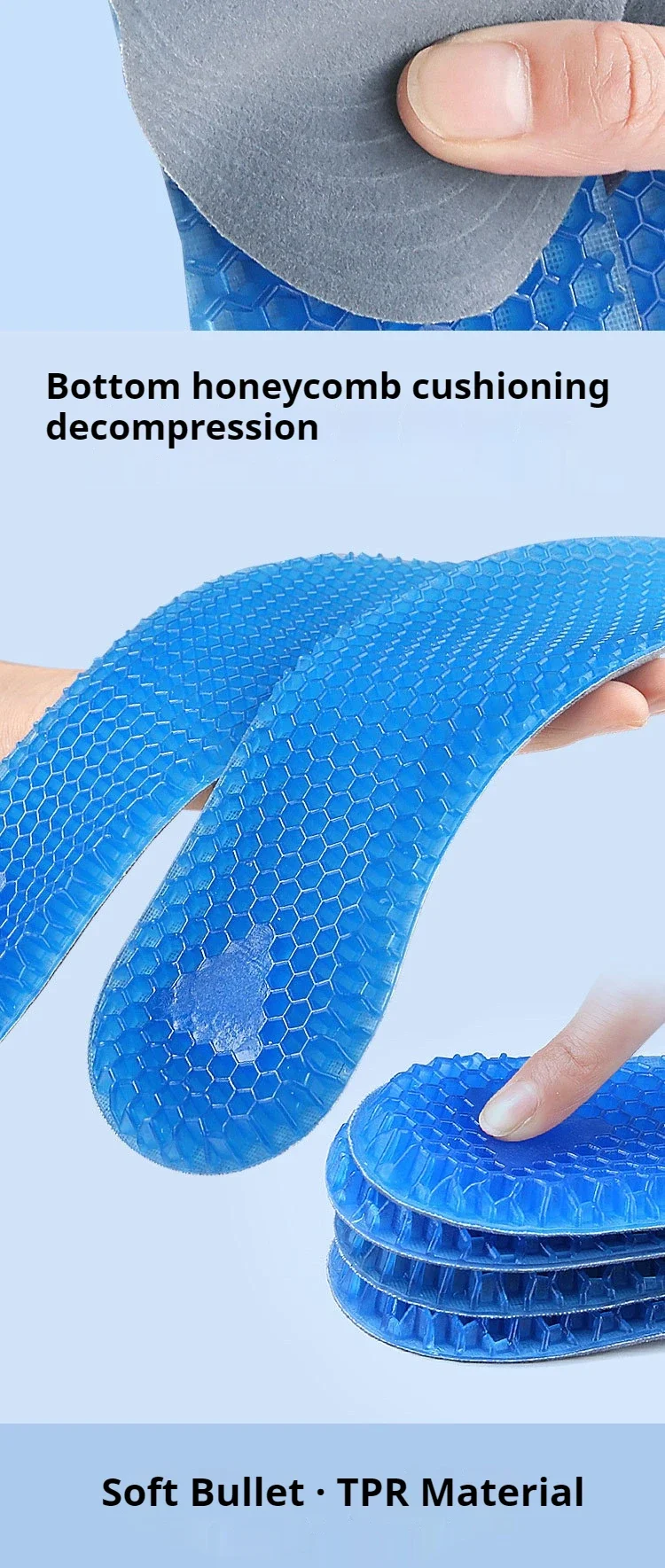 Silicone Gel Soft Insoles Outdoor Sports Running Insole Elastic Shock-absorbing Sole Men Women Sneakers Anti-slip Insoles 1 Pair