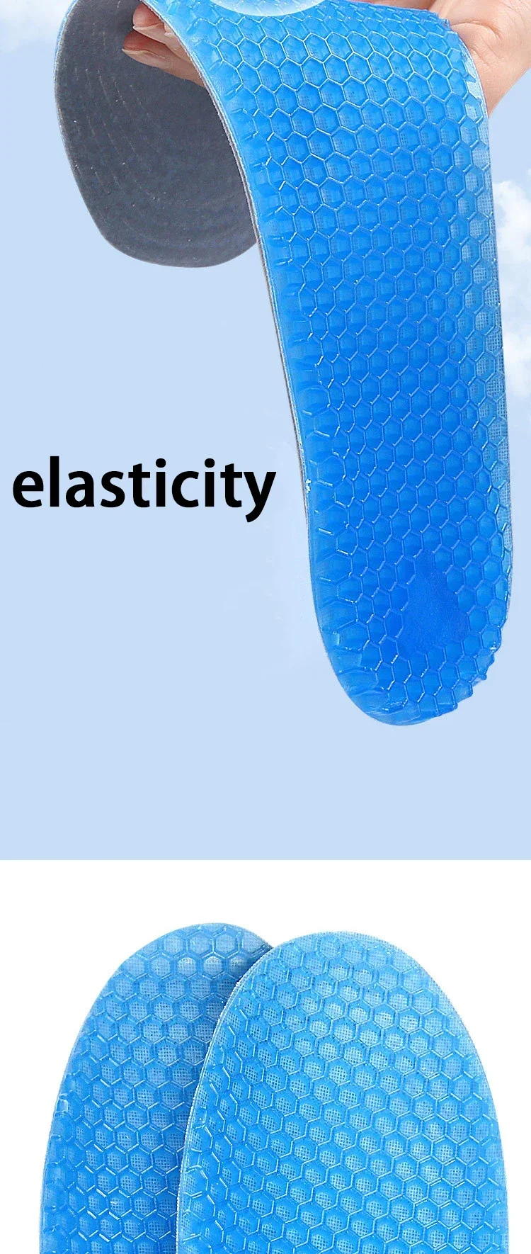 Silicone Gel Soft Insoles Outdoor Sports Running Insole Elastic Shock-absorbing Sole Men Women Sneakers Anti-slip Insoles 1 Pair