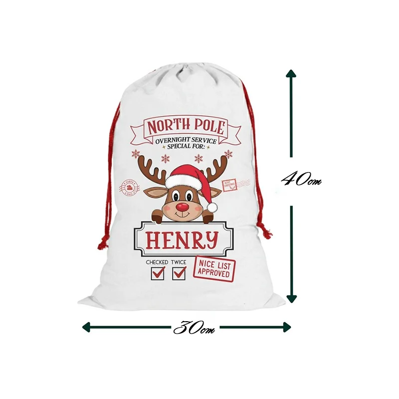 Personalized Reindeer Special Delivery Christmas Santa Bag Christmas Presents Bag Christmas Gift Sack Holiday Gift Bag for Kid