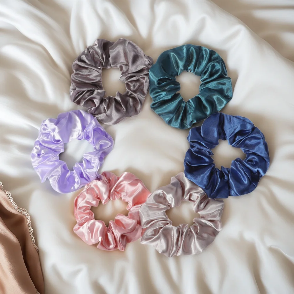 1/6/150/60/50/30/20PCS Vintage Satin Hair Scrunchies Elastic Bands Solid Color Women Girls Headwear Ponytail Ties Accessories