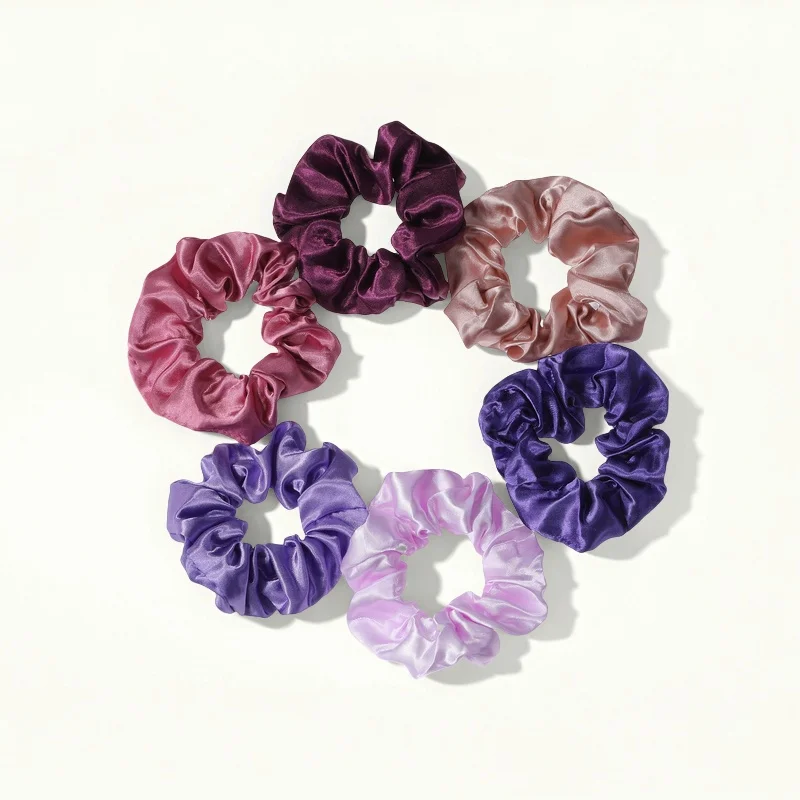 1/6/150/60/50/30/20PCS Vintage Satin Hair Scrunchies Elastic Bands Solid Color Women Girls Headwear Ponytail Ties Accessories
