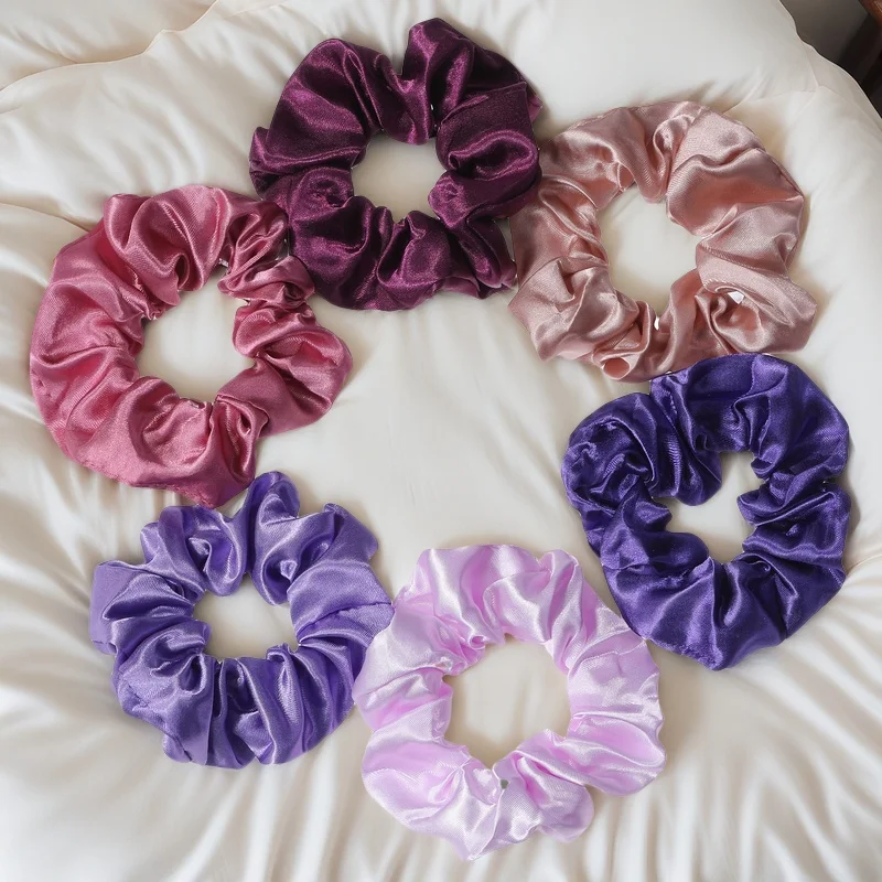 1/6/150/60/50/30/20PCS Vintage Satin Hair Scrunchies Elastic Bands Solid Color Women Girls Headwear Ponytail Ties Accessories