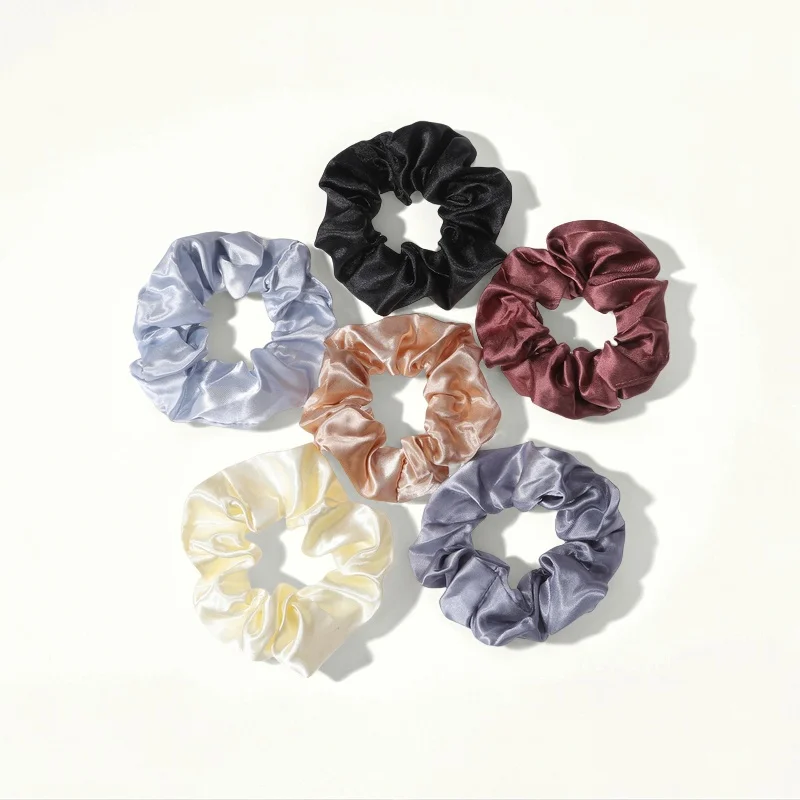 1/6/150/60/50/30/20PCS Vintage Satin Hair Scrunchies Elastic Bands Solid Color Women Girls Headwear Ponytail Ties Accessories