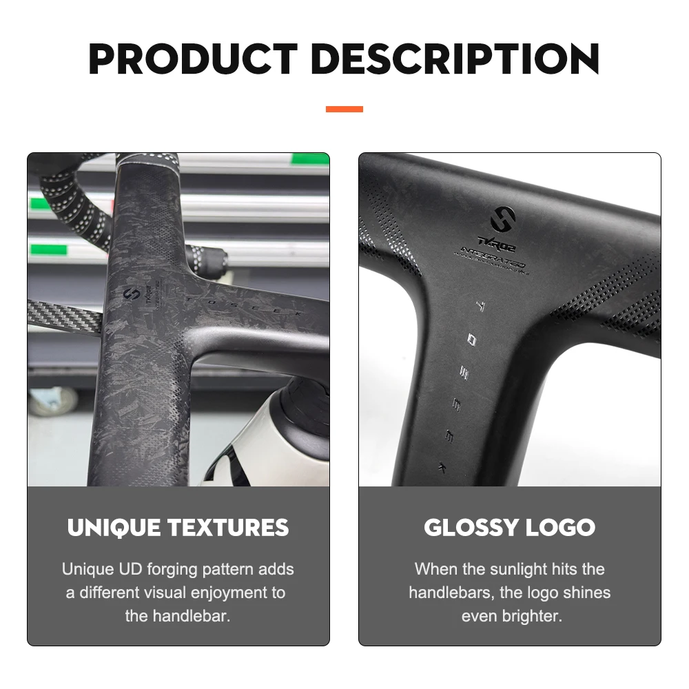 TOSEEK Carbon Handlebar Road Carbon Handlebar T700 Carbon Integrated Handlebar Di2 Bicycle Accessories Carbon Drop Bar