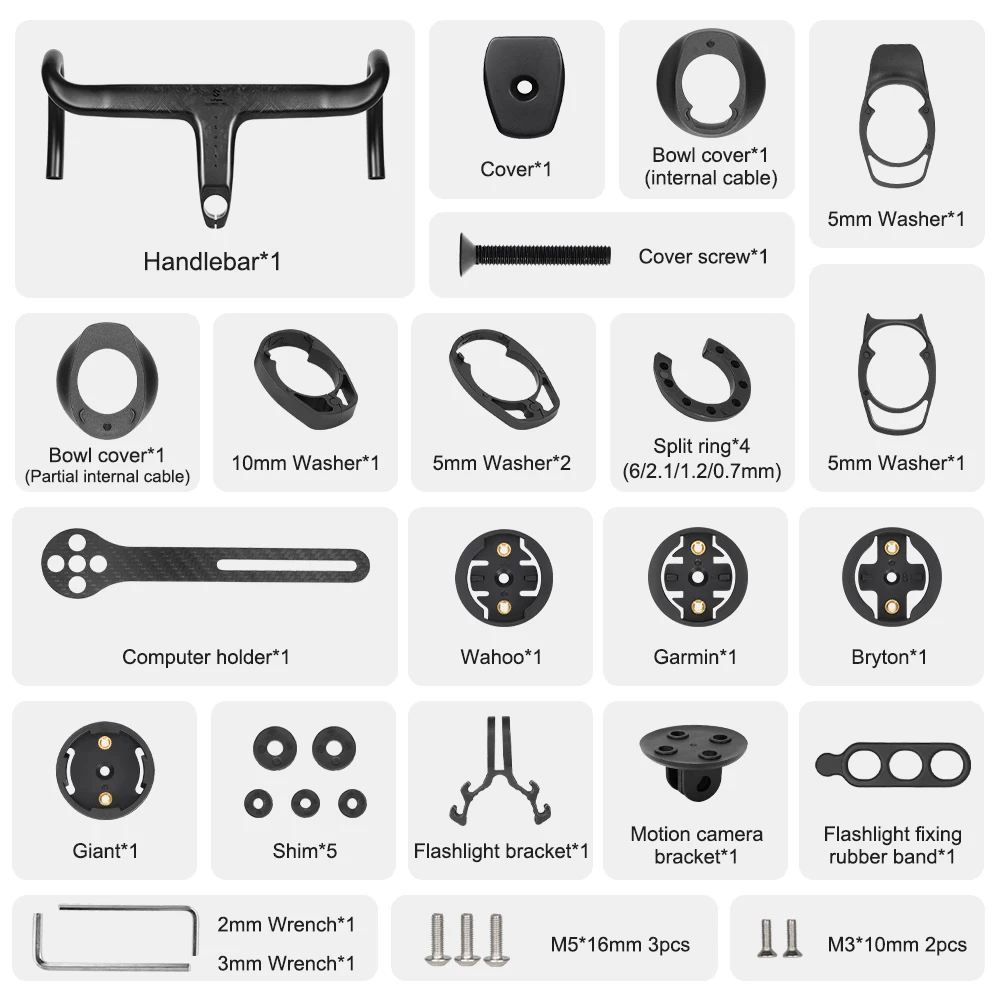 TOSEEK Carbon Handlebar Road Carbon Handlebar T700 Carbon Integrated Handlebar Di2 Bicycle Accessories Carbon Drop Bar