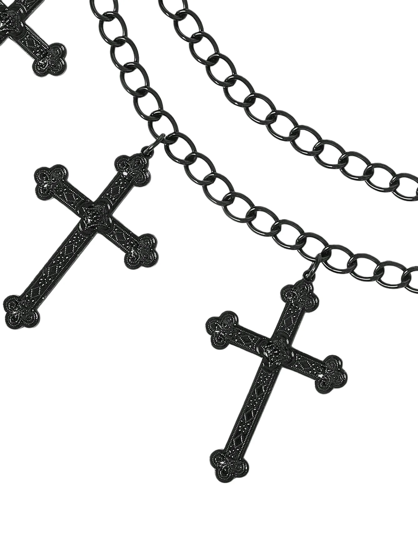 HERSHINE Women's Black Fashion Cross Double Layer Waist Chain, Y2K Gothic Retro Harajuku Punk Style Cosplay,spring,summer