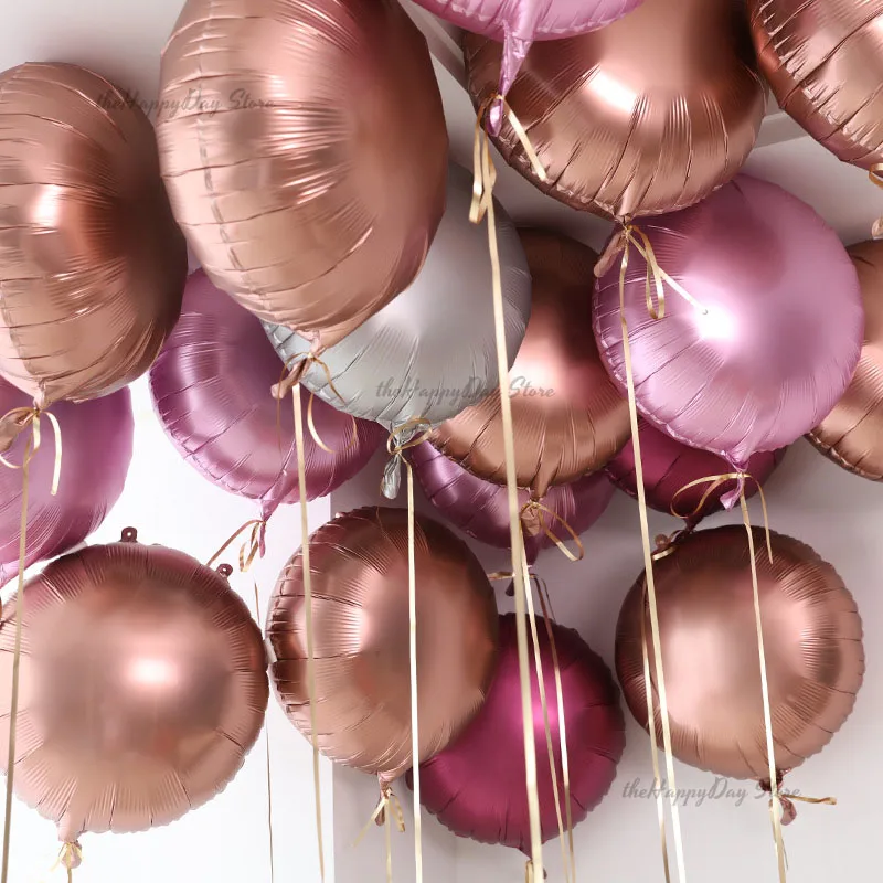 20/10/5Pcs Metallic Round Foil Balloons 18inch Rose Gold Silver Round Balloons Helium Air Globos for Birthday Wedding Xmas Decor