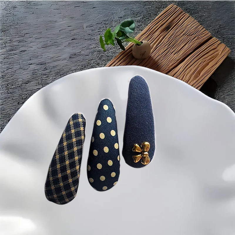 Baby Hair Clips for Girls Oval Snap Clips Embroidery Flower Hairpin Toddler Plaid Dot Wrapped Korean Style Hairgrips Accessorrie