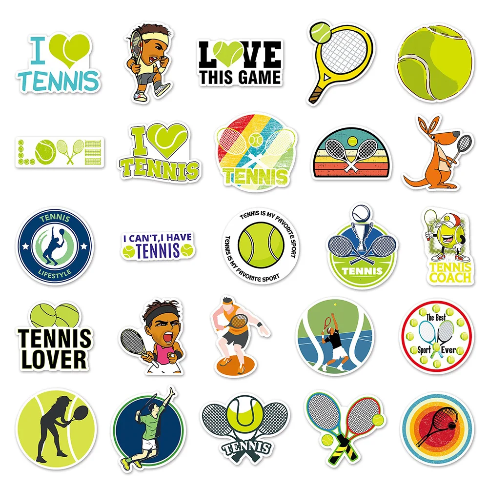10/30/50PCS Love Tennis Cartoon Sports Stickers DIY Phone Laptop Luggage Skateboard Graffiti Decals Fun for Kid Gift