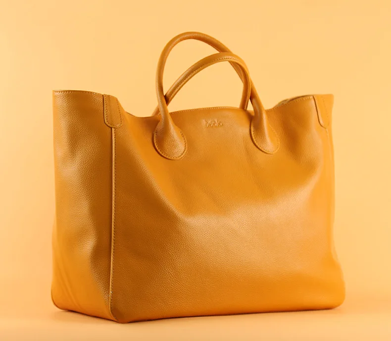 Roomy Women Bag Genuine Leather Handbag Luxury Cowhide Casual Tote Thick Real Natural Leather Bucket Shopper Daily Bag Big Purse