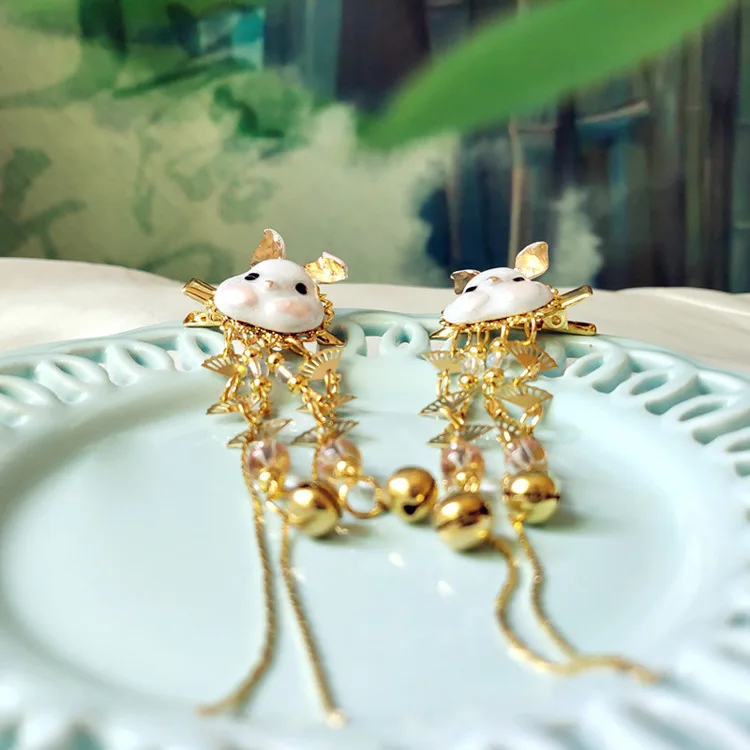 Fox hairpin Lolita rabbit tassel hair accessories  performance party festival headdress japanese hair accessories