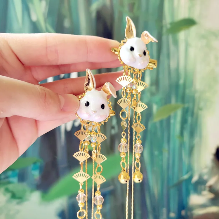 Fox hairpin Lolita rabbit tassel hair accessories  performance party festival headdress japanese hair accessories