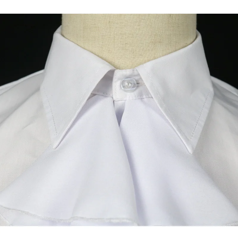 Women Men Detachable Ruffled Lace Jabot Vintage Victorian Fake Collar Exotic Cosplay False Neck Choker Clubwear Steampunk Collar