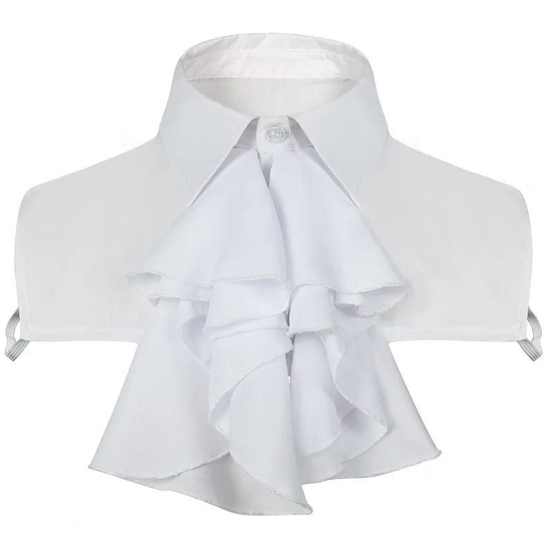 Women Men Detachable Ruffled Lace Jabot Vintage Victorian Fake Collar Exotic Cosplay False Neck Choker Clubwear Steampunk Collar