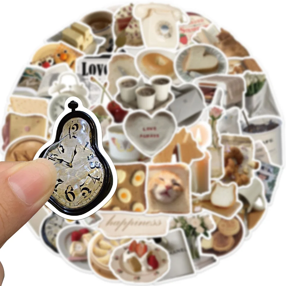 10/30/50pcs Cute Cartoon Food Stickers Ins Style Kawaii Cat Decals Decoration Toy Notebook Fridge Suitcase Phone Guitar Bike Car