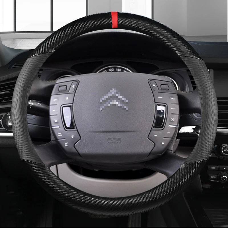 Car Steering Wheel Cover Carbon Fiber +Leather For Citroen C4 AIRCROSS C5 AIRCROSS C3-XR C4 PICASSO C4 C5 C6 Car Accessories