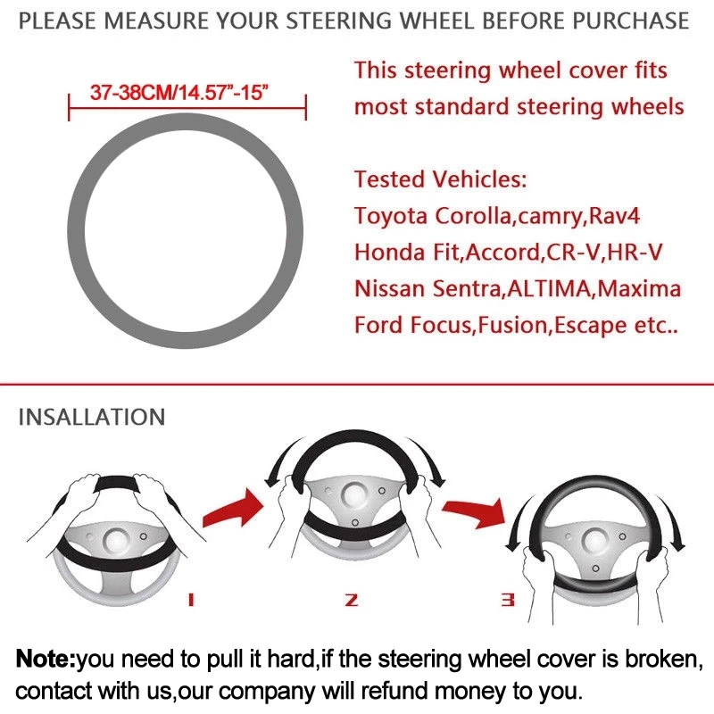 Car Steering Wheel Cover Carbon Fiber +Leather For Citroen C4 AIRCROSS C5 AIRCROSS C3-XR C4 PICASSO C4 C5 C6 Car Accessories