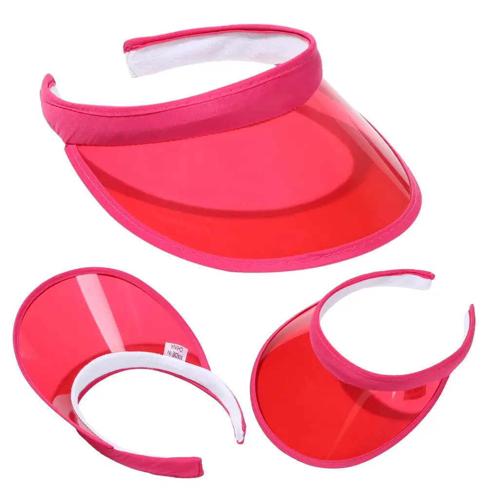 Fashion Summer Outdoor Sports Sun Protection Cap Unisex Clear Plastic Visor Hat Candy Color PVC Sunshade Hat UV Protection Hat