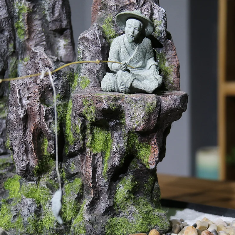 Miniature Old Fisherman Play Chess Sand Stones Figurine Aquarium Ornaments Fairy Garden Bonsai Rockery Lanscape Room Decoration