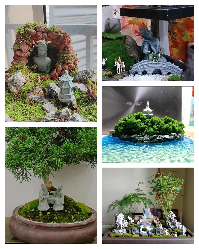 Miniature Old Fisherman Play Chess Sand Stones Figurine Aquarium Ornaments Fairy Garden Bonsai Rockery Lanscape Room Decoration