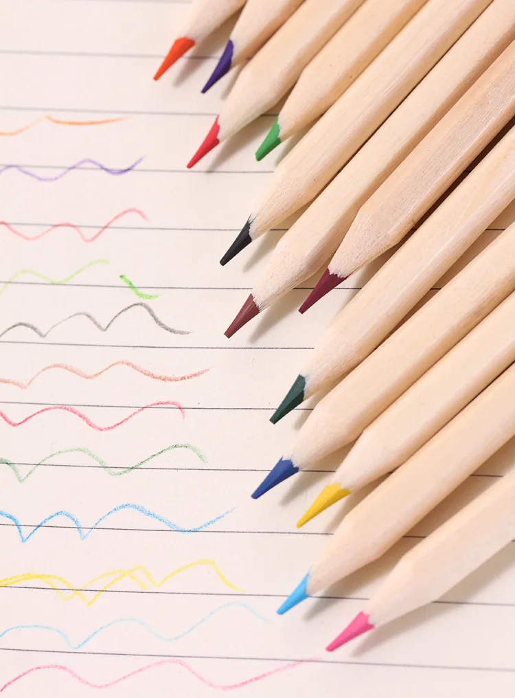 Professional New Set 12 Color Natural Wood Color Pencil Color High Quality Student Drawing Pencil School Office Supplies
