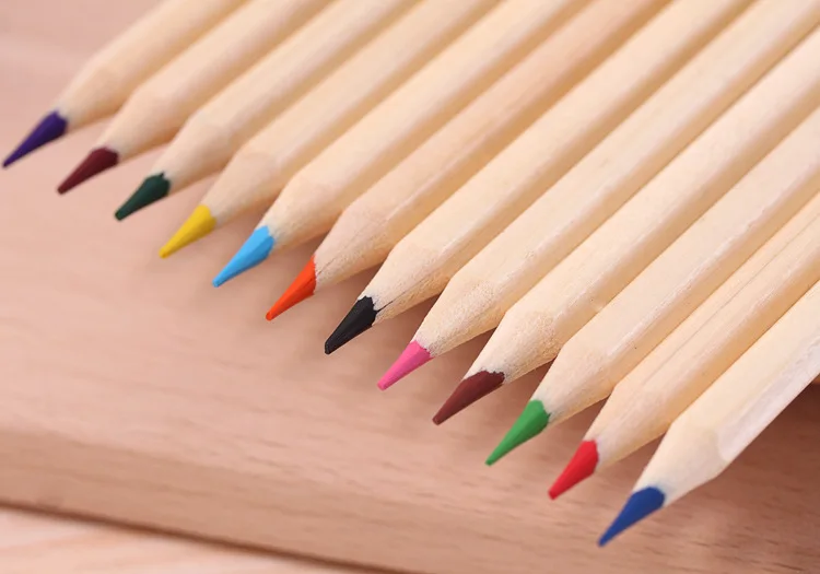 Professional New Set 12 Color Natural Wood Color Pencil Color High Quality Student Drawing Pencil School Office Supplies