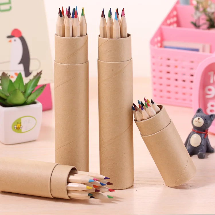 Professional New Set 12 Color Natural Wood Color Pencil Color High Quality Student Drawing Pencil School Office Supplies
