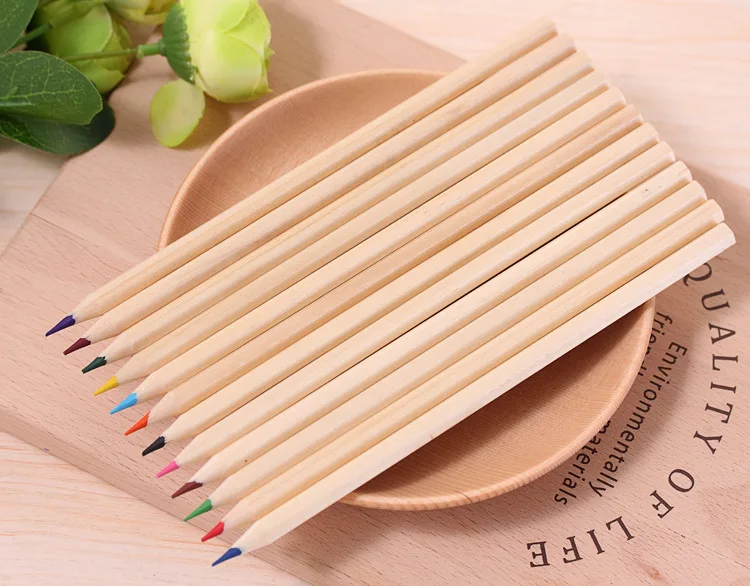 Professional New Set 12 Color Natural Wood Color Pencil Color High Quality Student Drawing Pencil School Office Supplies