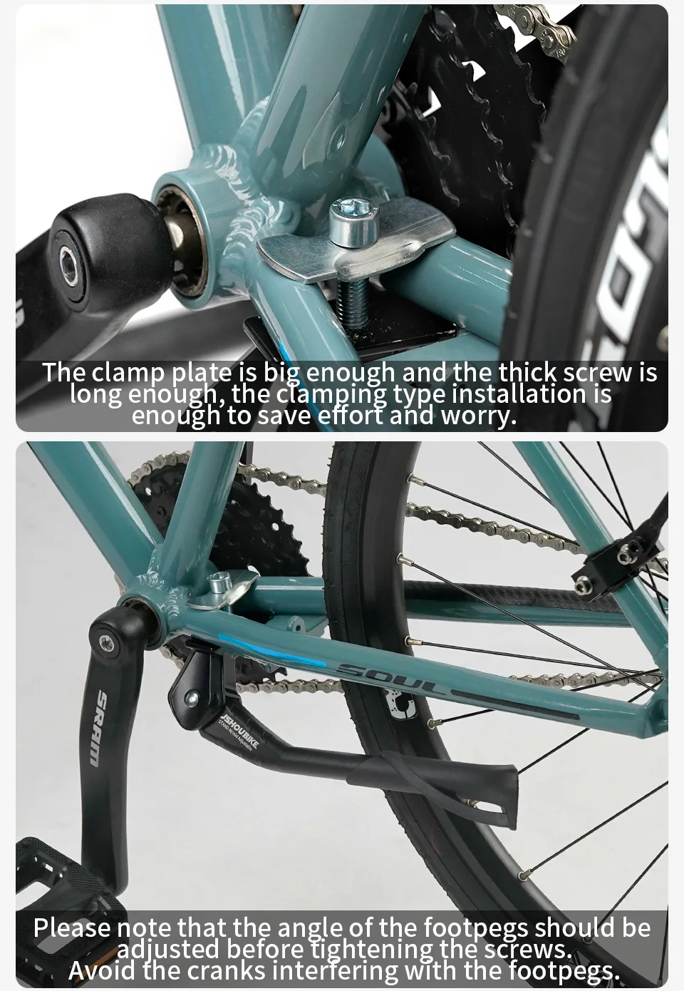 JSHOUBIKE Adjustable Bicycle Kickstand Aluminium Alloy MTB/Snow/Folding Bike/Electric Vehicle Bicycle Side Footrest 24-29 Inch