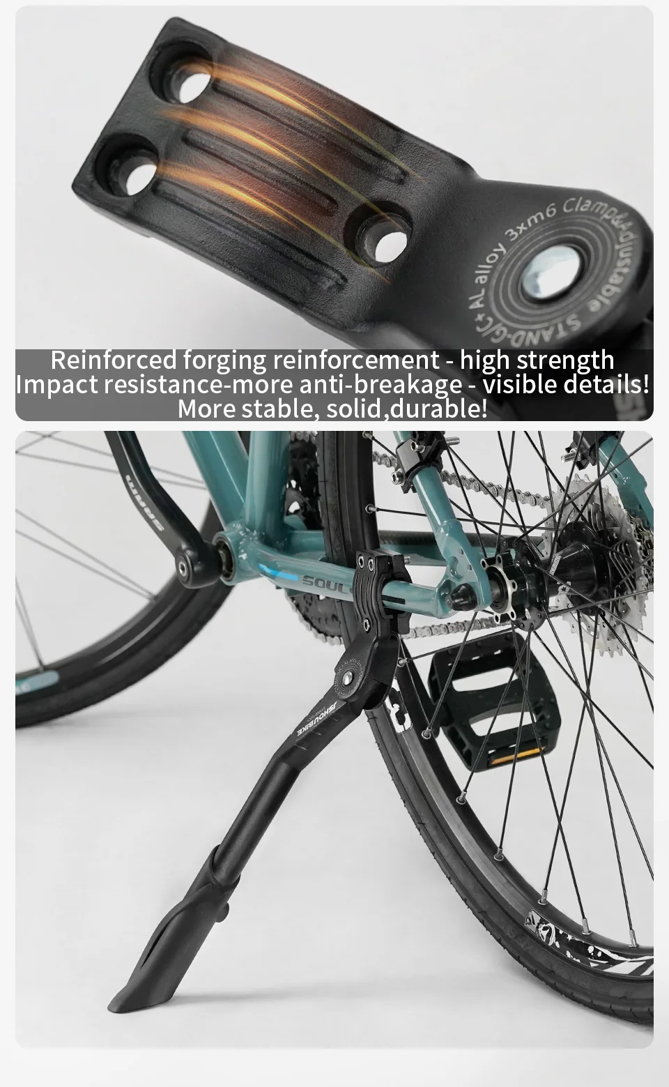 JSHOUBIKE Adjustable Bicycle Kickstand Aluminium Alloy MTB/Snow/Folding Bike/Electric Vehicle Bicycle Side Footrest 24-29 Inch