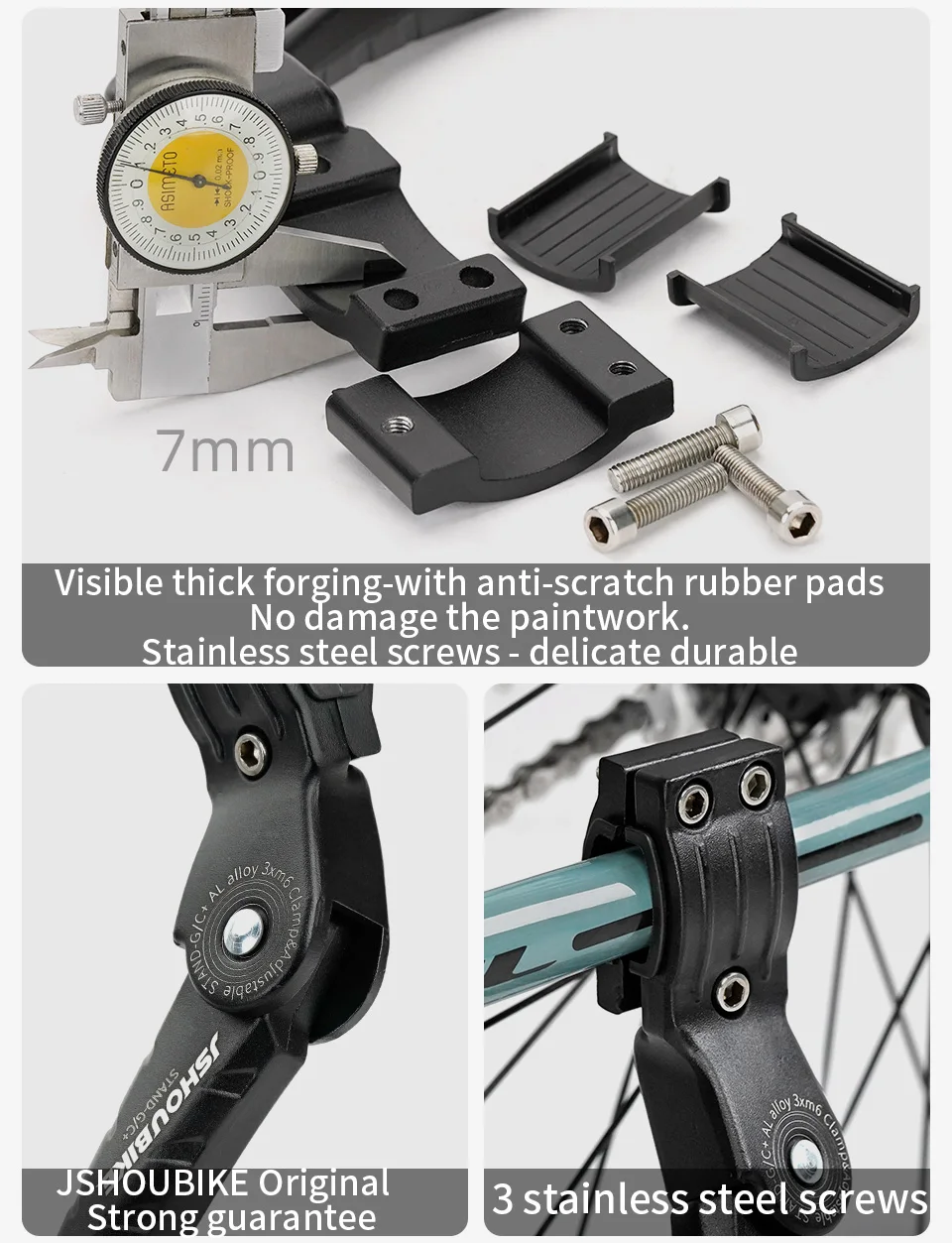 JSHOUBIKE Adjustable Bicycle Kickstand Aluminium Alloy MTB/Snow/Folding Bike/Electric Vehicle Bicycle Side Footrest 24-29 Inch