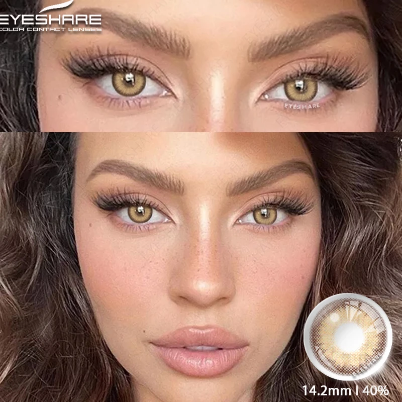 EYESHARE 1pair Color Contact Lenses New Color Contact Lenses For Eyes Brown Contacts Lense Eye Yearly Use Beauty Makeup for Eyes