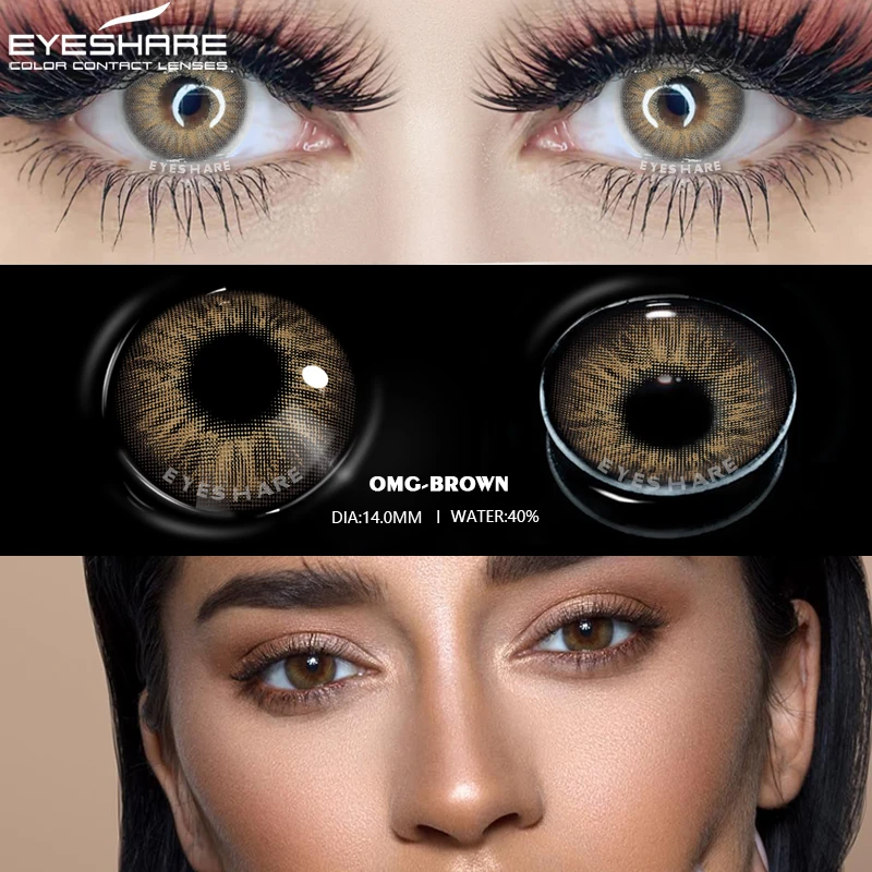 EYESHARE 1pair Color Contact Lenses New Color Contact Lenses For Eyes Brown Contacts Lense Eye Yearly Use Beauty Makeup for Eyes