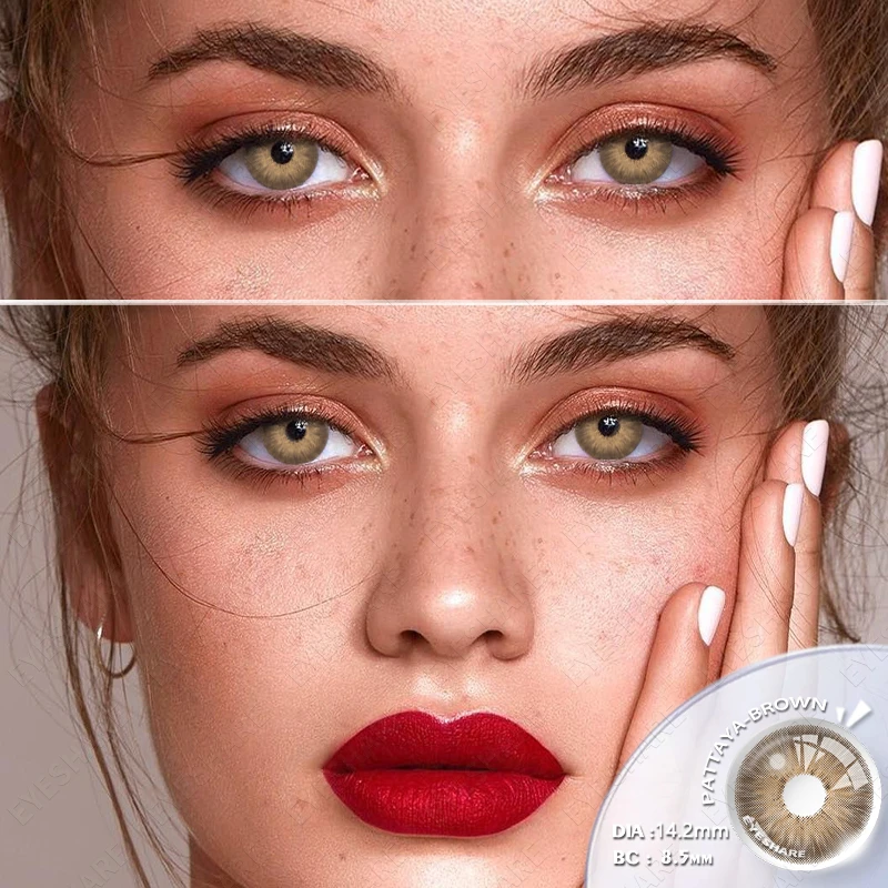 EYESHARE 1pair Color Contact Lenses New Color Contact Lenses For Eyes Brown Contacts Lense Eye Yearly Use Beauty Makeup for Eyes
