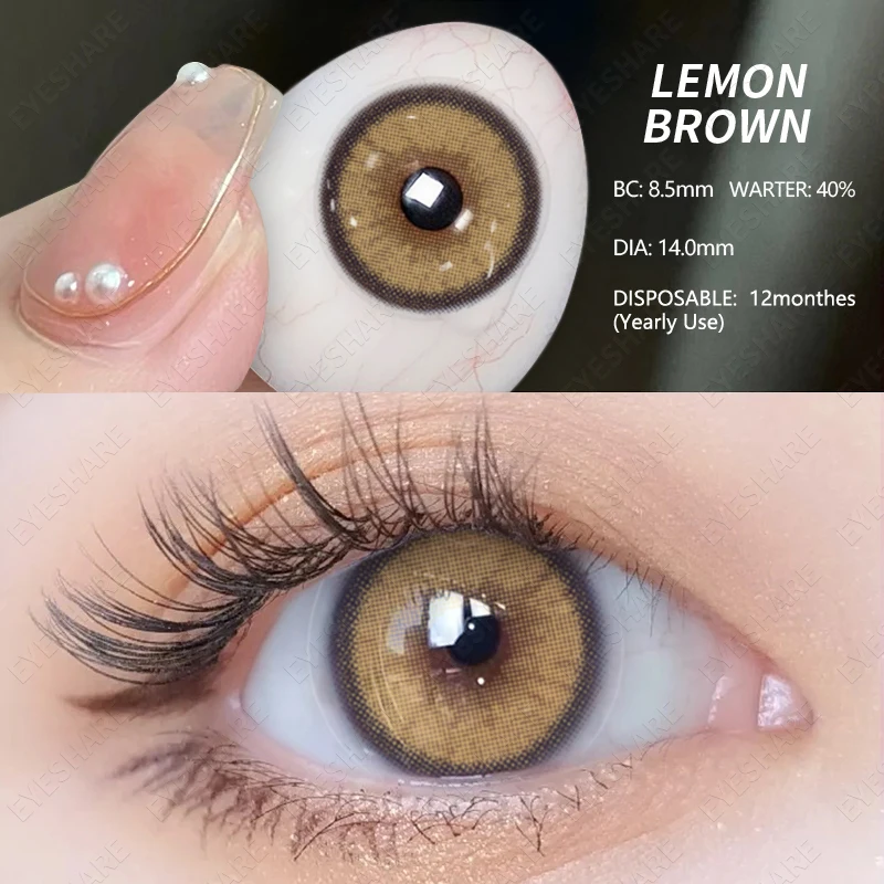EYESHARE 1pair Color Contact Lenses New Color Contact Lenses For Eyes Brown Contacts Lense Eye Yearly Use Beauty Makeup for Eyes