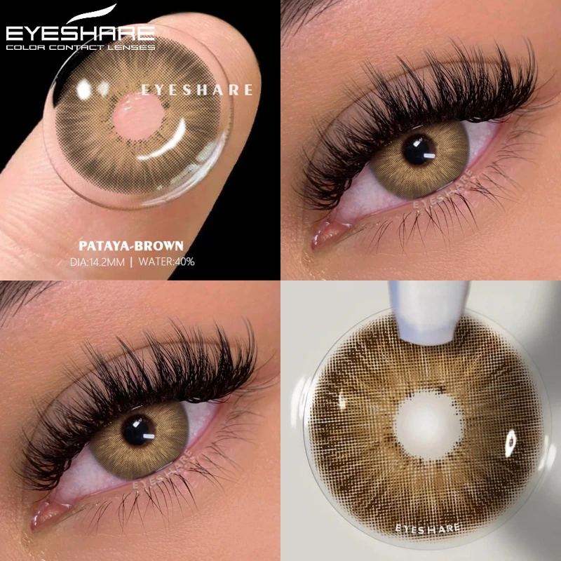 EYESHARE 1pair Color Contact Lenses New Color Contact Lenses For Eyes Brown Contacts Lense Eye Yearly Use Beauty Makeup for Eyes