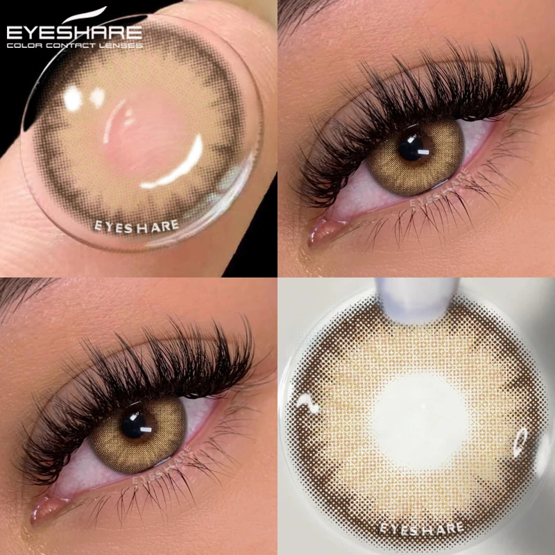 EYESHARE 1pair Color Contact Lenses New Color Contact Lenses For Eyes Brown Contacts Lense Eye Yearly Use Beauty Makeup for Eyes