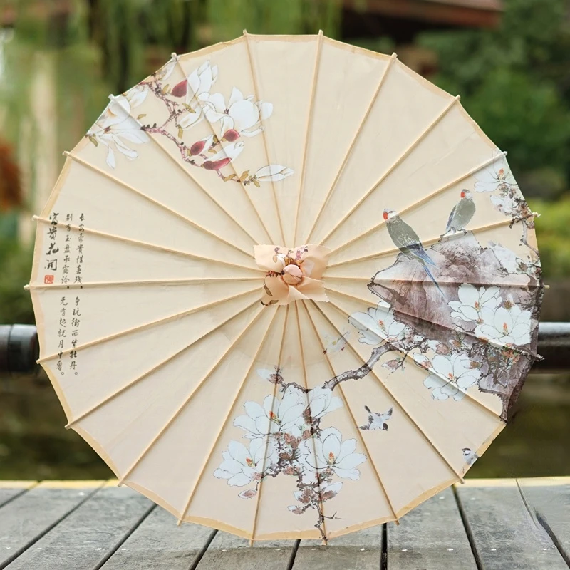 Antique Printed Oil Paper Umbrella Elegant Ink Park Kindergarten Ceiling Decor Performance Photography Handheld Craft Umbrella