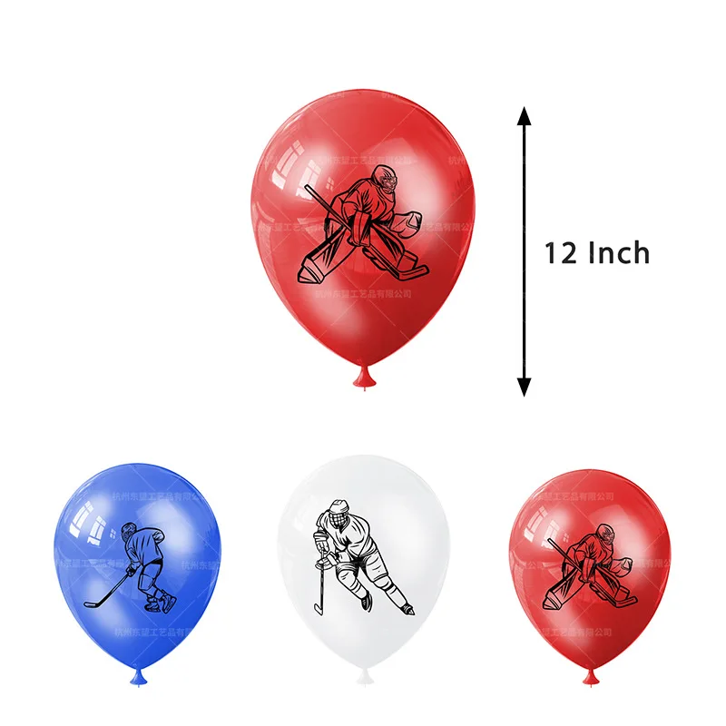Hockey Themed Birthday Party Decorations Balloons Set Happy Birthday Banner Cake Topper Sports Theme Ice Hockey Party Supplies